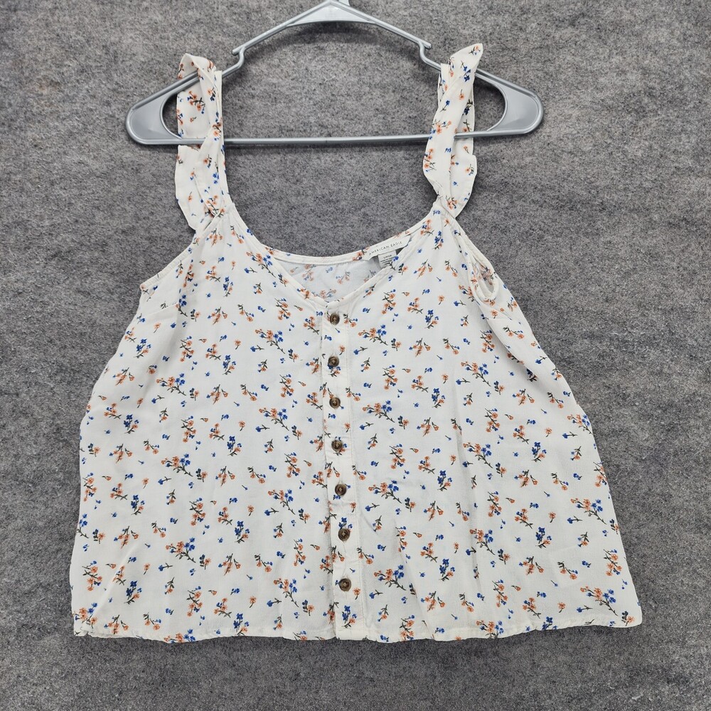American Eagle Shirt Womens Small Sleeveless White Floral